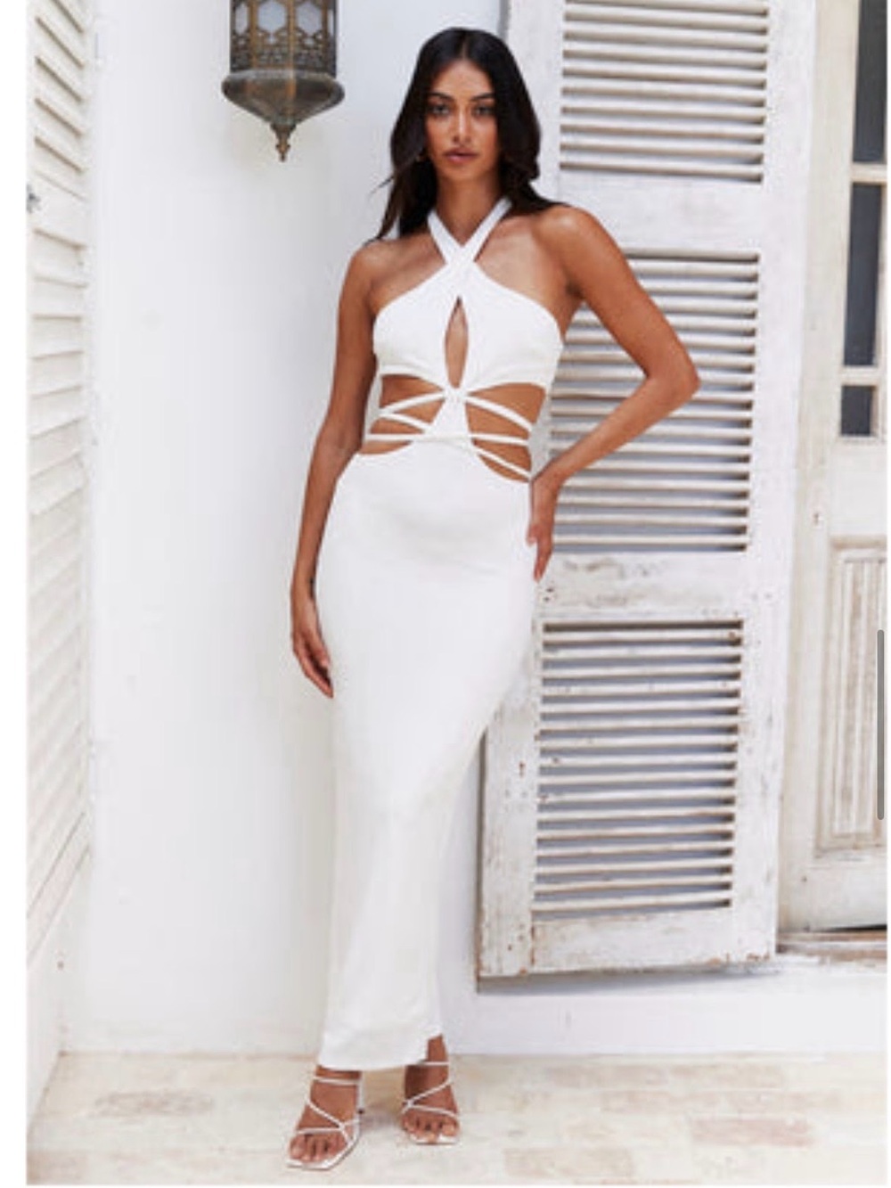 Hello Molly White Cutout Maxi Dress- Size L